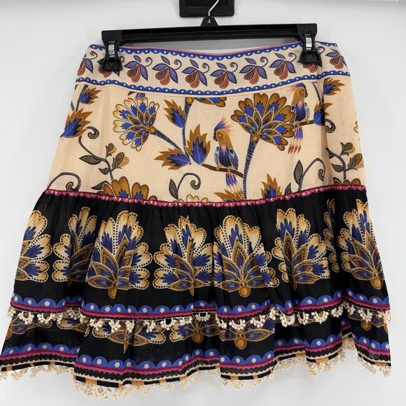 FARM Rio Dresses & Skirts - NEW Farm Rio Ainika Floral Tiered Mini Skirt Cream Women Medium Side Zipper